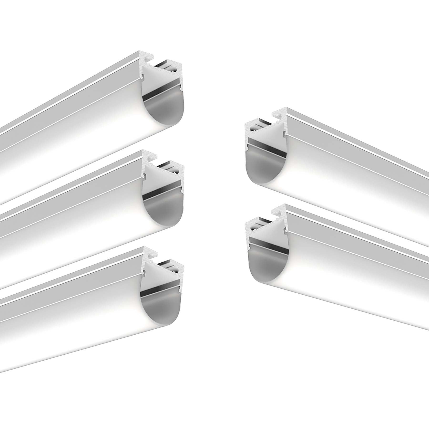 G.W.S® Three-Side Light LED Profile, 5-Pack Aluminium Channel for LED Strip Light, 2 Metres 20mmx27mm (069-M2027-R)