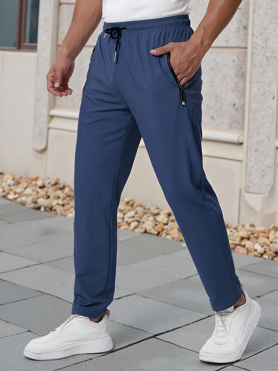 Pantalones deportivos para hombre con bolsillos con cremallera, para entrenamiento, gimnasio, correr