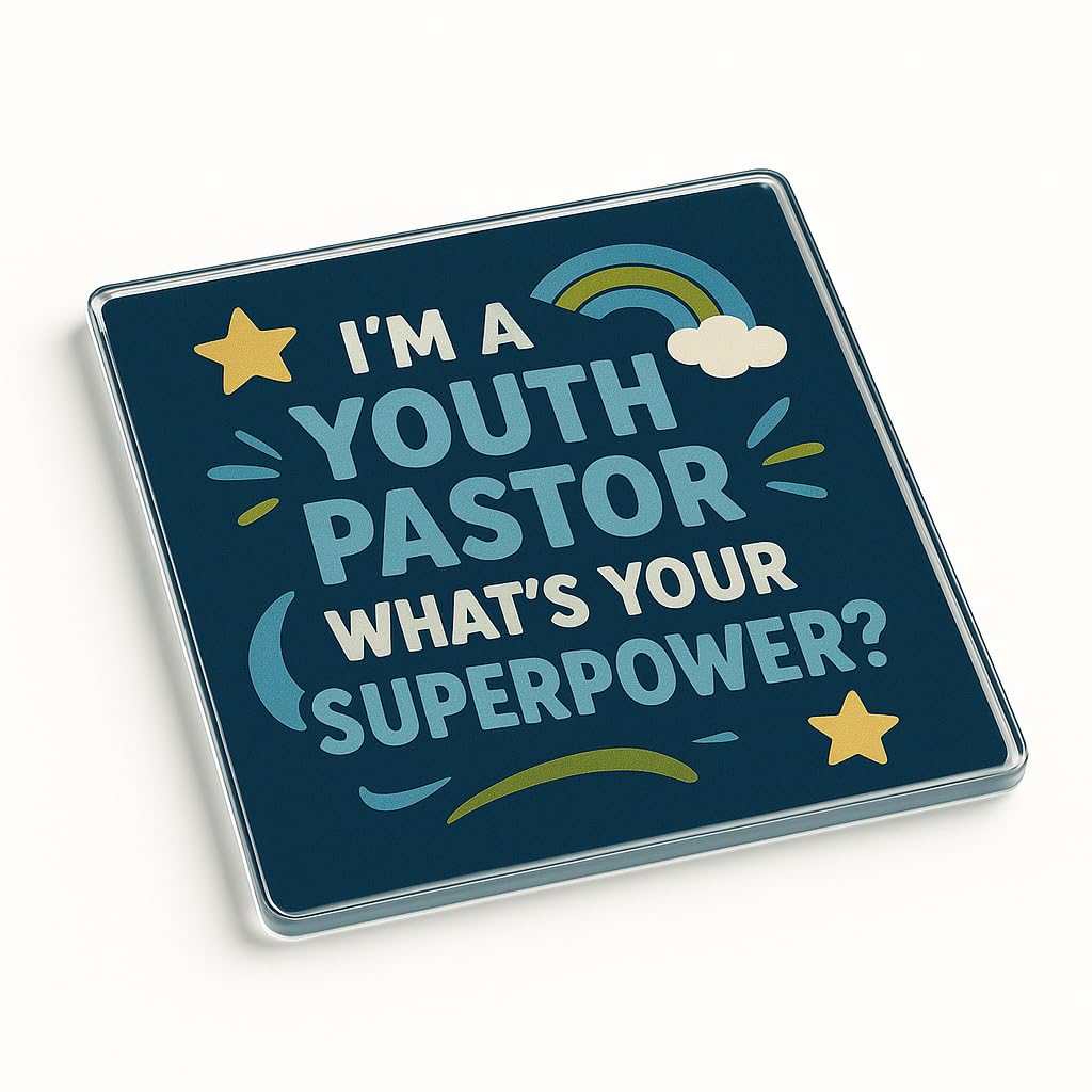 The Plum Penguin Youth Pastor Acrylic Coaster Gift With Superhero Design - Playful Appreciation For Teacher Thank You From Kids