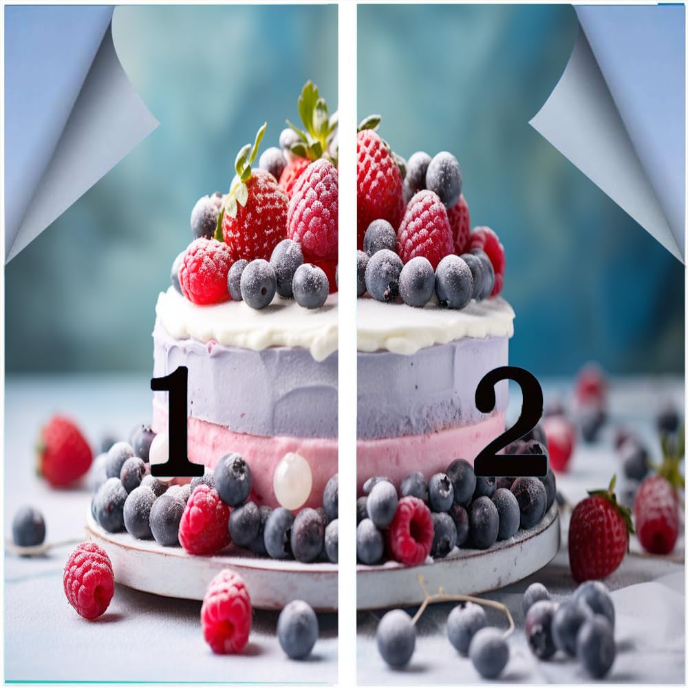 Pellicola per la privacy per finestre con torta di frutta, frutti di bosco dolci, rivestimenti per finestre in vetro colorato, senza colla, pellicola statica per finestre per casa, ufficio, negozi, 90