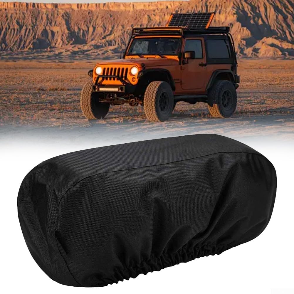 Copertura per verricello, impermeabile, antipolvere, in tessuto Oxford, protezione per verricelli elettrici con fascia elastica intelligente, facile manutenzione (nero)