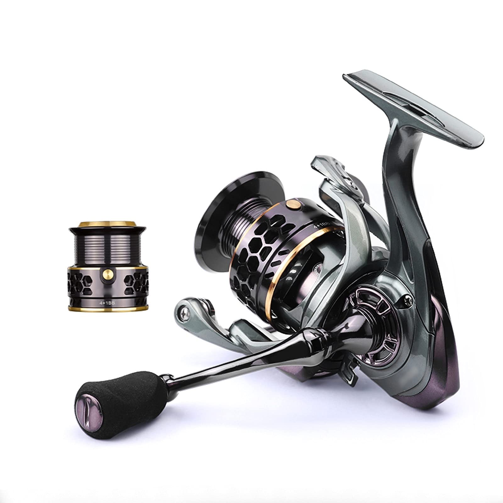 JieLuoTE Spinning Reel, 4+1 Stainless Ball Bearings Fishing Reel, Ultra Smooth Powerful 5.2:1 High Speed 8kg Max Drag Saltwater Reel Fishing, CNC Aluminum Spool for Saltwater Freshwater