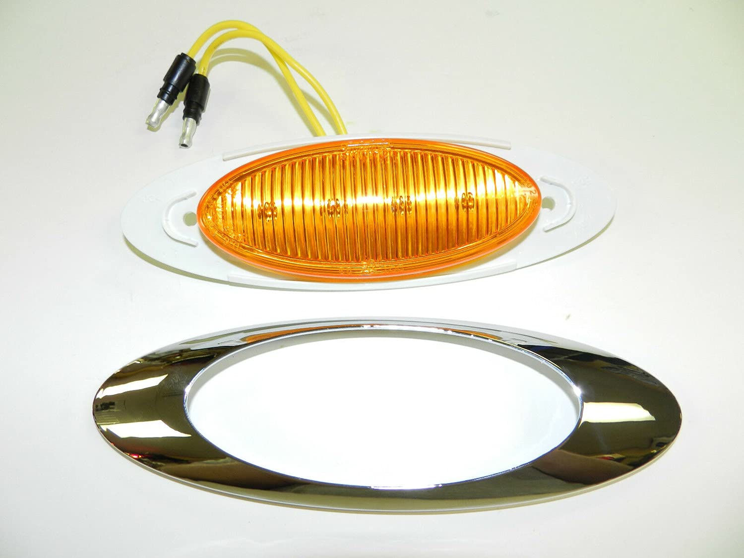NOOTO 00212335P AMBER MARKER LIGHT 4 DIODE wCHROME BEZEL 6.5 INCH