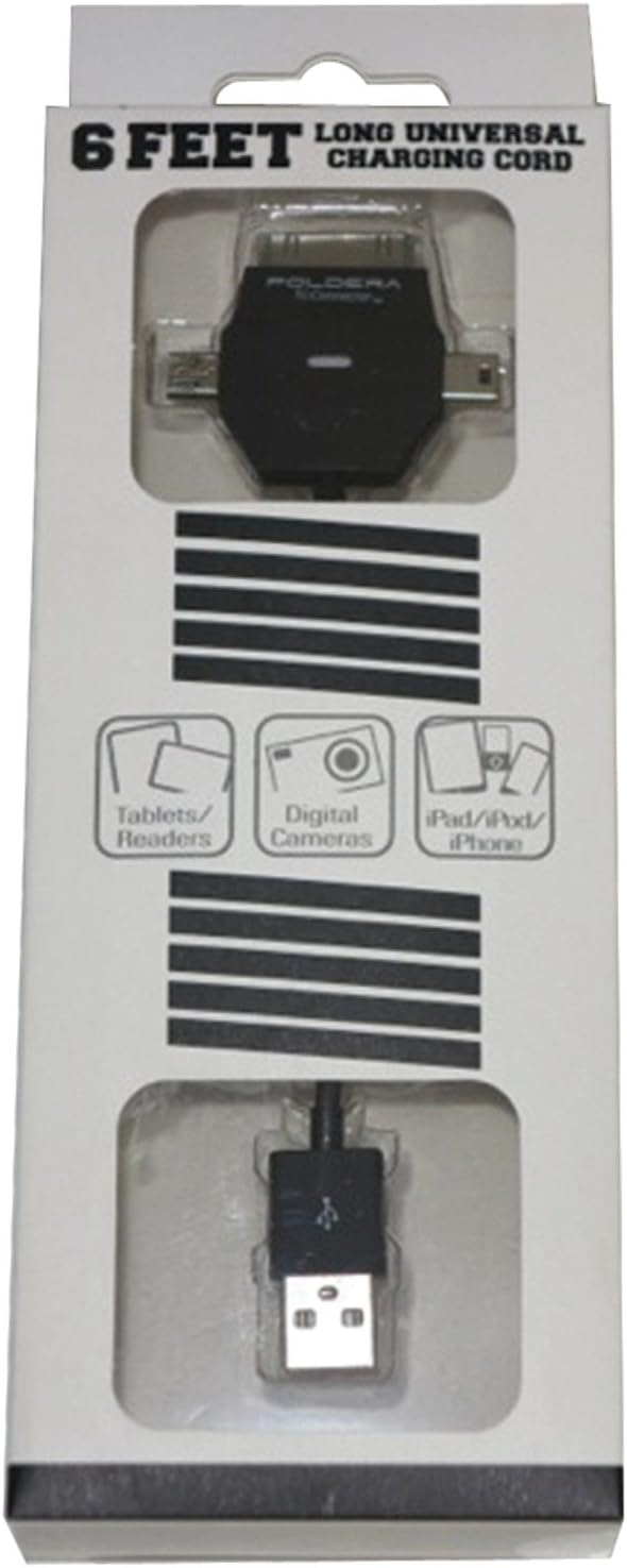 Poldera CC6TRI- BLK 6-Feet Candi Cord Tri-Connector for All Smartphones - Retail Packaging - Black