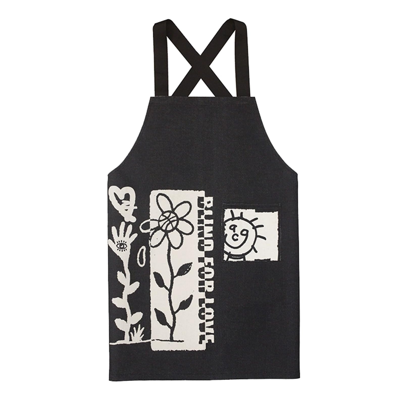 Delantales de Cocina para Hombre y Mujer, de algodón y Lino, para el hogar, la Cocina y el Restaurante, Talla única, Color Negro.