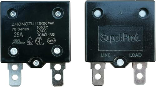 Miniatura 3 de 25A 125250VAC 5060Hz 50VDC Fusible de relé de reinicio automático, interruptor térmico Disyuntor Protector de sobrecarga de corriente niños