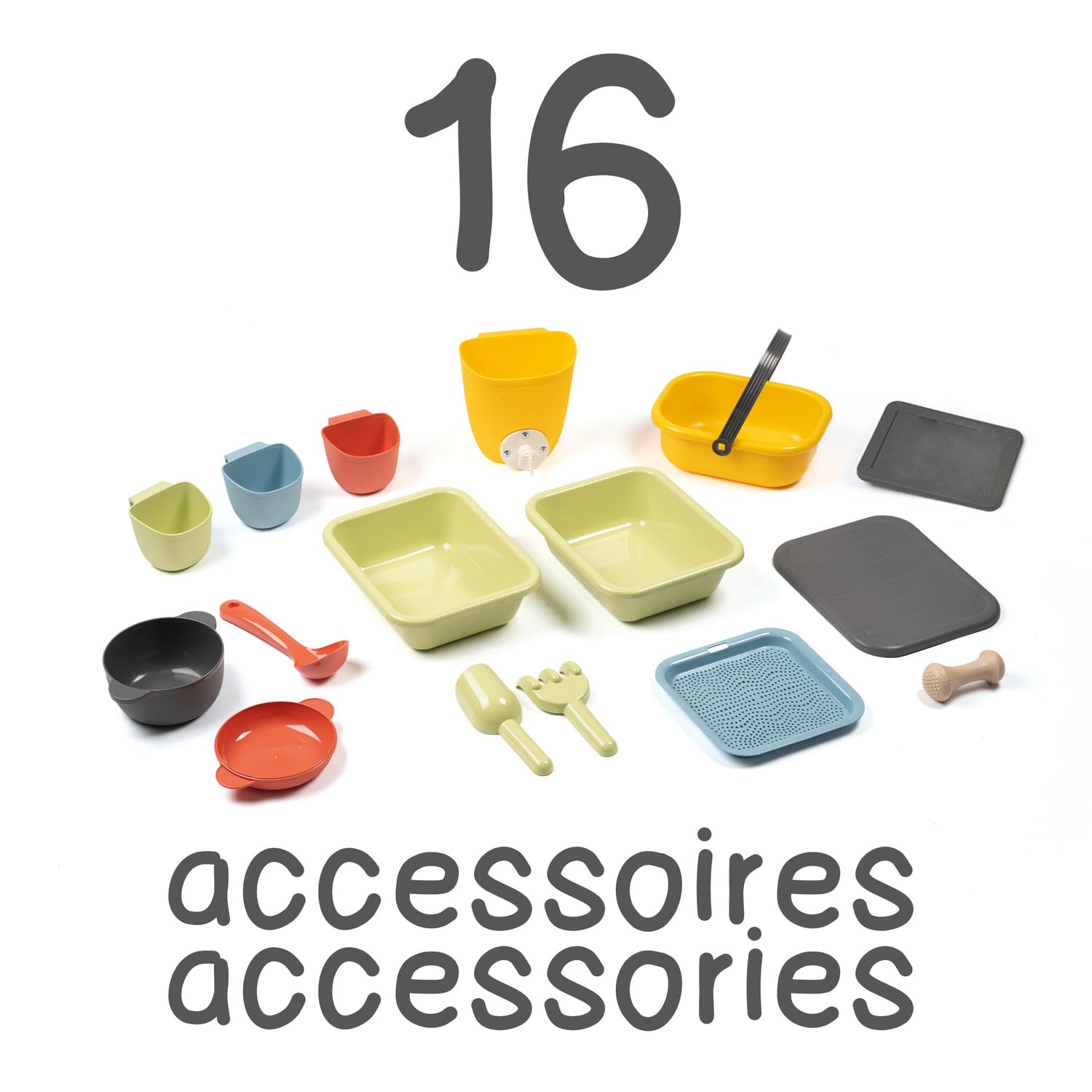 Smoby Life - Mud Cooking House - Cucina con pentole e teiere - Ampio piano di lavoro - 16 accessori inclusi - Materiale riciclato - Dai 2 anni in su - Prodotto in Francia