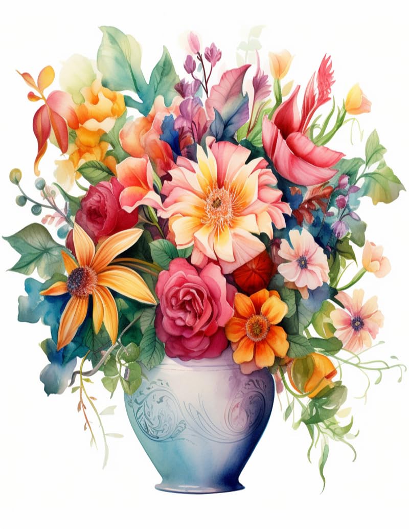 RKFLGEW 14CT Point De Croix Kit Complet Fleurs Dans Un Vase Kit De Point De Croix Peinture À L'Huile De Fleur Tissu Compté Point De Croix Diy Art Needlecrafts Kits De Broderie