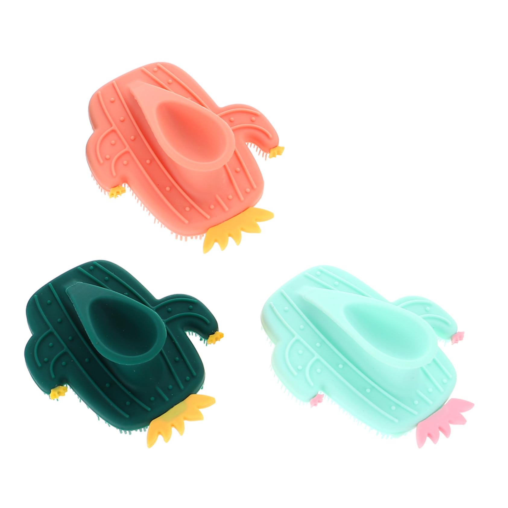 HONMEET 3Pcs Cactus Silicone Face Wash Brush Exfoliating Facial Cleansing Tool for Women Gentle Makeup Removal Skin Cleaning Mixed Colors for All Skin Types
