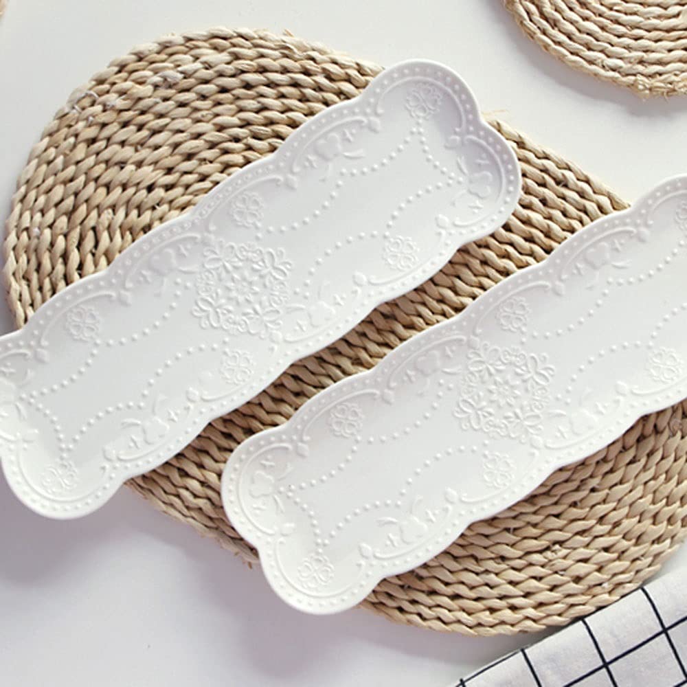 Platos de cerámica 36 * 11.7cm Plato Rectangular Platos de Sushi Fiesta Bandejas de porcelana for servir Aperitivo, Decoración de platos