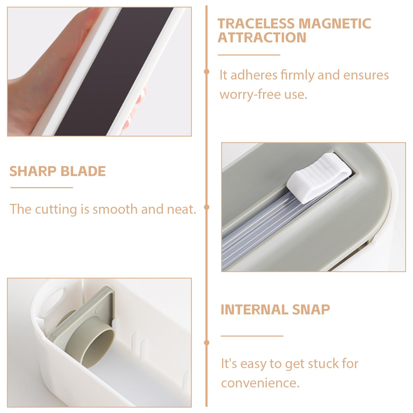 Distributeur magnétique de Film Alimentaire 2 pièces avec Coupe-Film : Coupe-Film, Distributeur et Enrouleur pour Film Alimentaire, Papier Aluminium et Distributeur