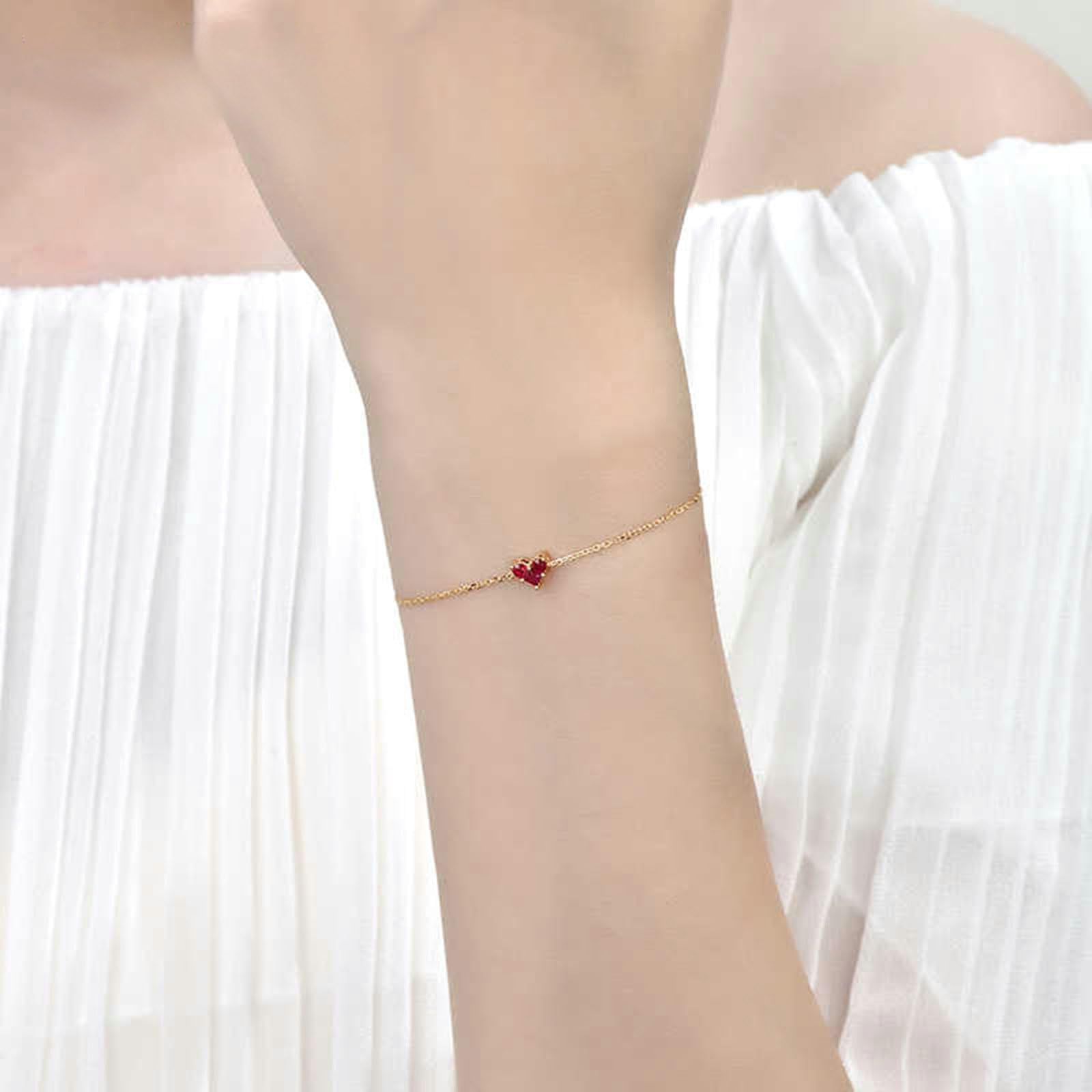 Pulsera de oro 750 585 375 con colgante de corazón para mujer con