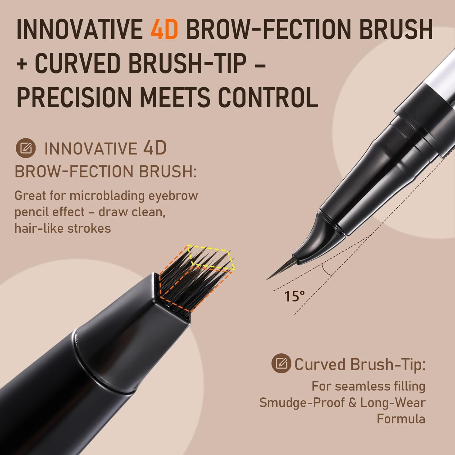 Eyebrow Pencil,2-in-1 Micro Dual Ended Eye Brow Pencil,4D Angled Square Tip Ultra-Fine Tip,Wild Nature Hair-Like Eyebrow (Light Brown) - 3