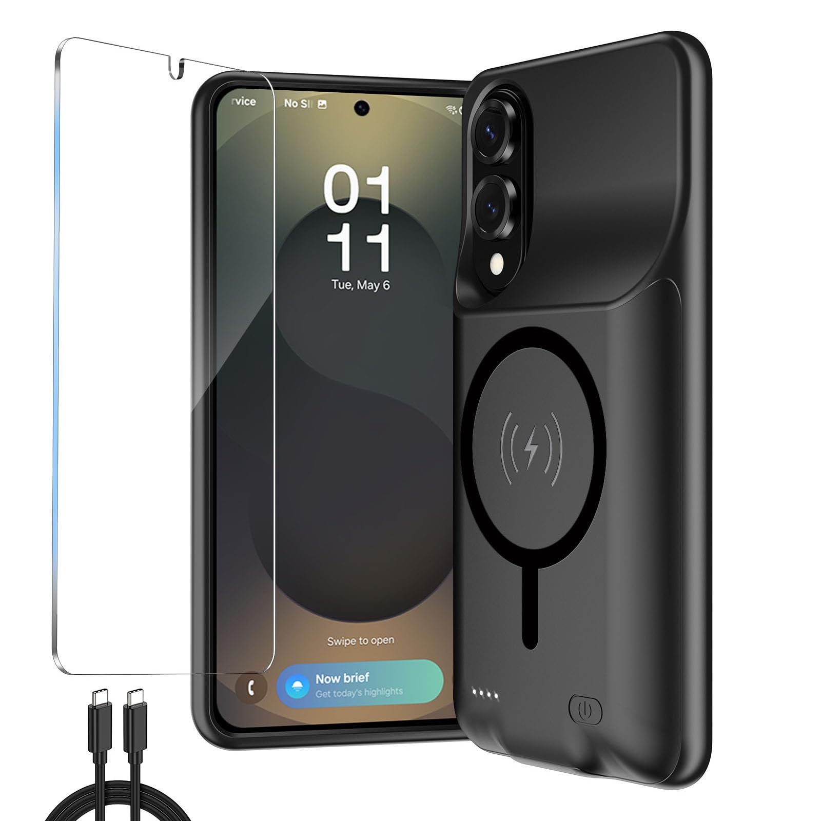 Etui na baterie 10000 mAh do Samsung Galaxy S25 Edge (6,7") etui na baterie - inteligentne bezprzewodowe etui do ładowania, przenośne etui do zasilania, zewnętrzna bateria do ładowania