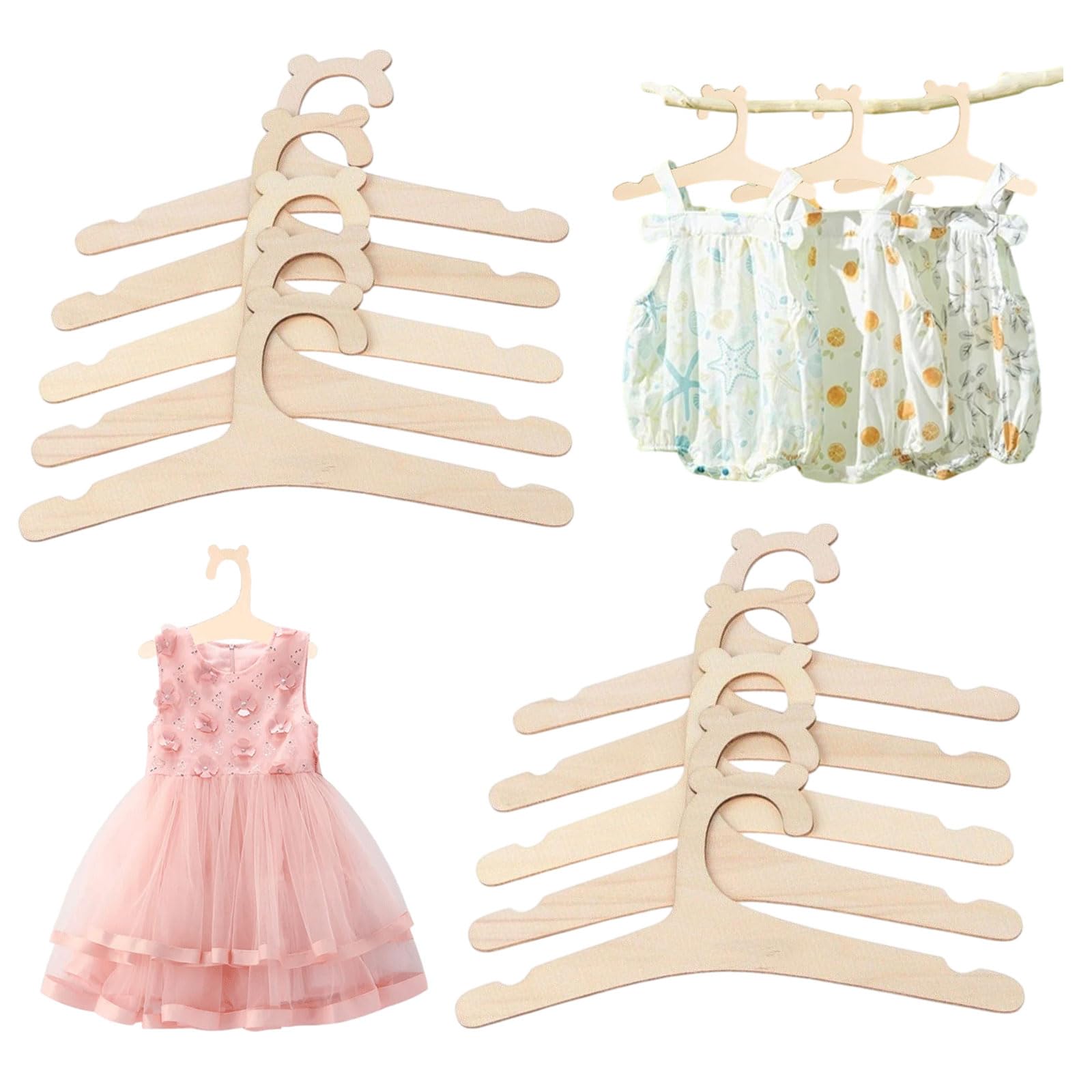 10 Pezzi Grucce in Legno per Bambini - Appendiabiti Antiscivolo Unisex per Vestiti da Bambino