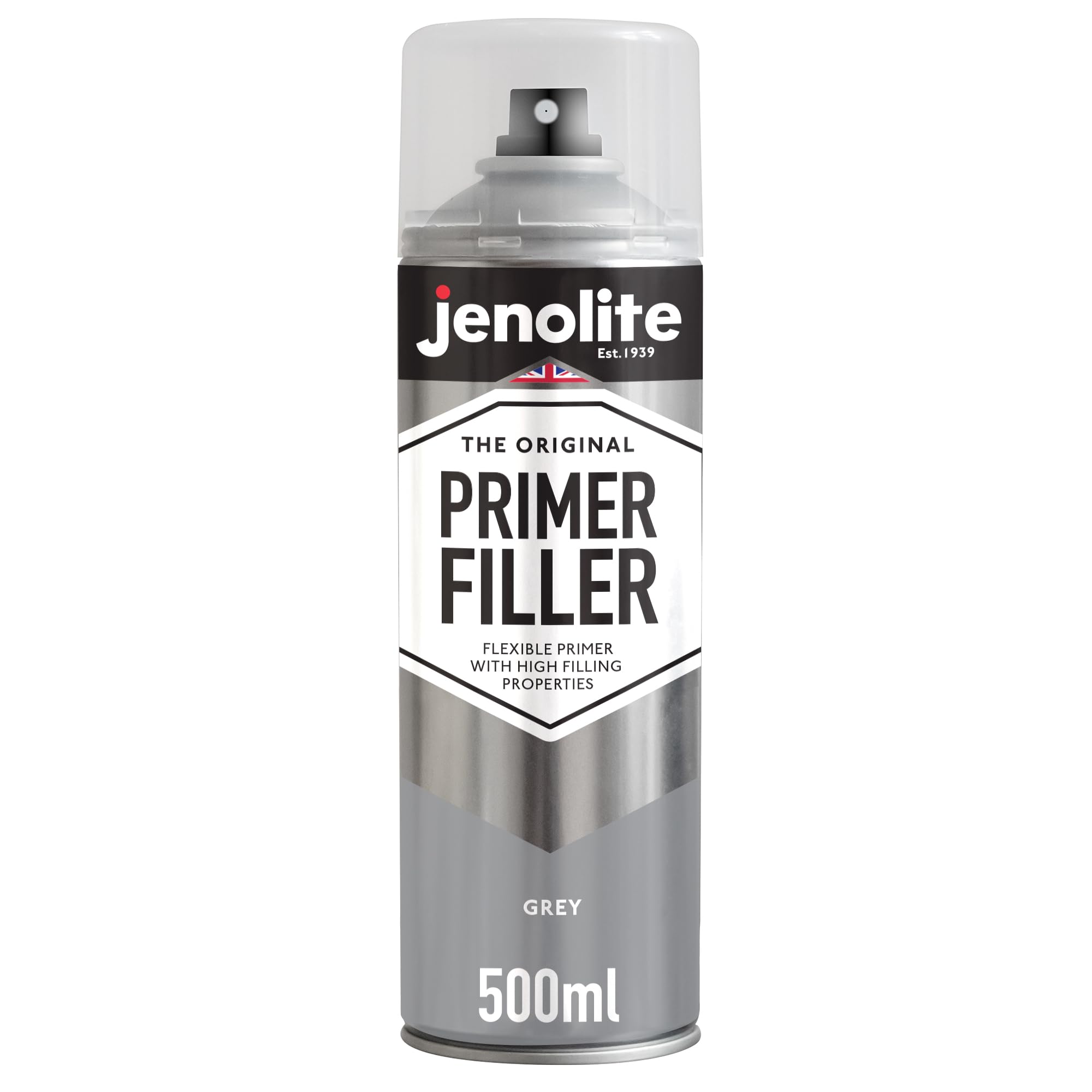 JENOLITE Primer Filler Spray Paint (GREY) | 500ml | High Fill Multi-Surface Primer Paint | Fills Small Dents & Scratches | Perfect For Car Bodywork, 3D Printer Models & More