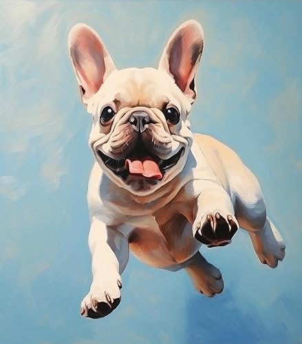 Kit de pintura de lienzo al óleo de relleno de bricolaje por números, Bulldog francés con pinceles y pigmento acrílico, pintura de lienzo para