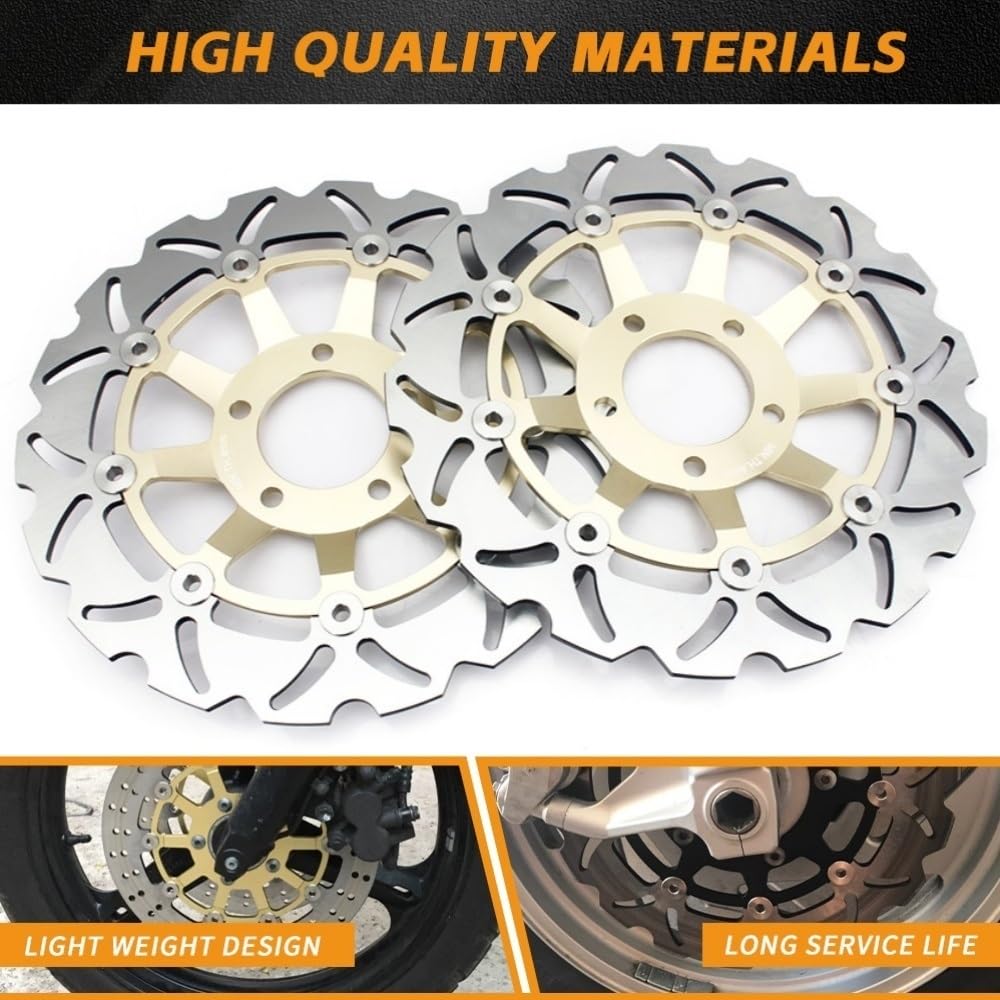 przednia tylna tarcza hamulcowa Pasuje Do Suzuki Bandit GSF 600 / S 00 01 02 03 04 GSX750F 98-02 SV 650 1999-2002 Przednie Tylne Tarcze Dyski Wirniki Klocki(Gold)