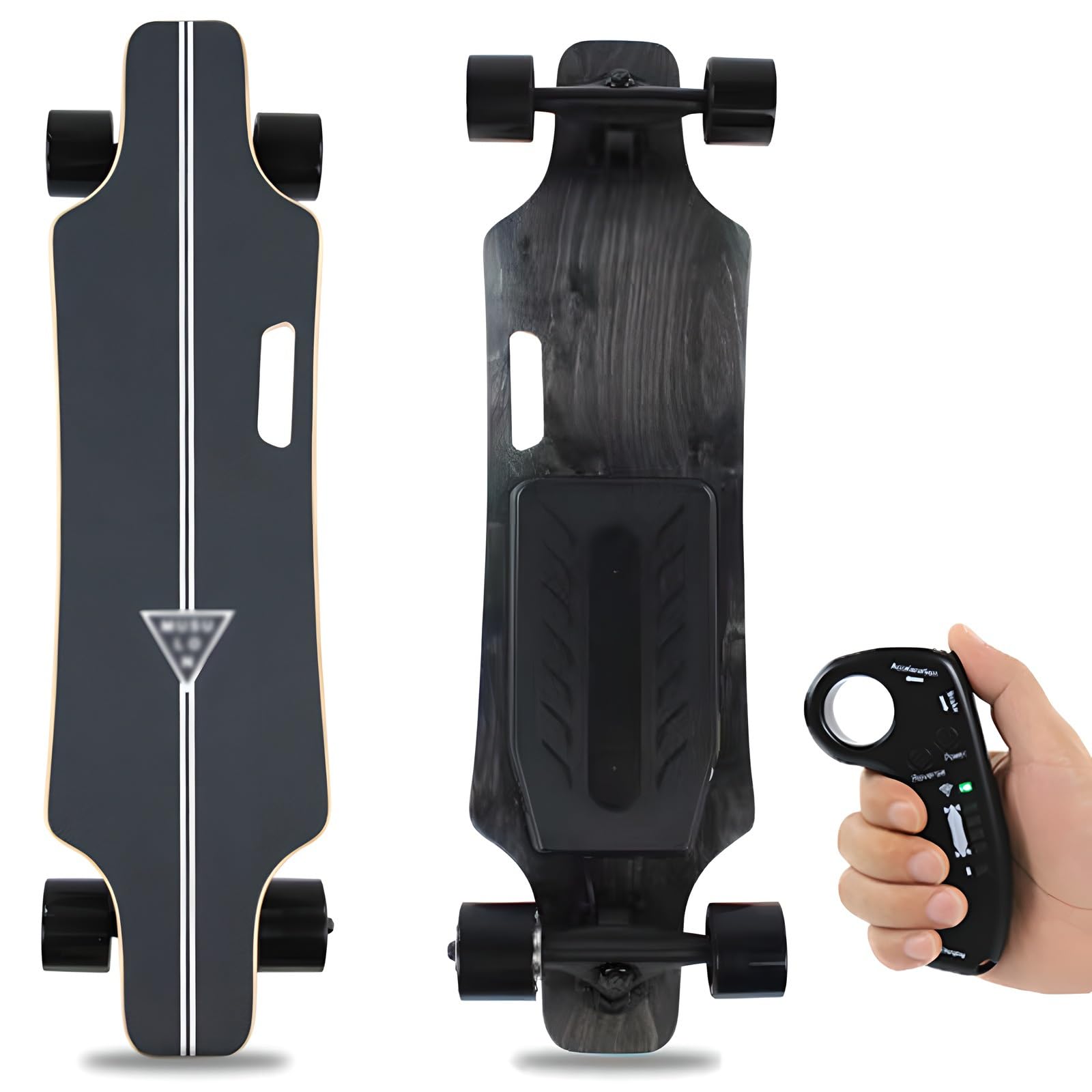 Longboard Elettrico con Telecomando e Display Intelligenti, Velocità Massima 25km/h e Autonomia 15km, Regolazione 4 Velocità per Adulti, Tavola in Stile Skate Elettrico che Supporta(8Km,Standard)