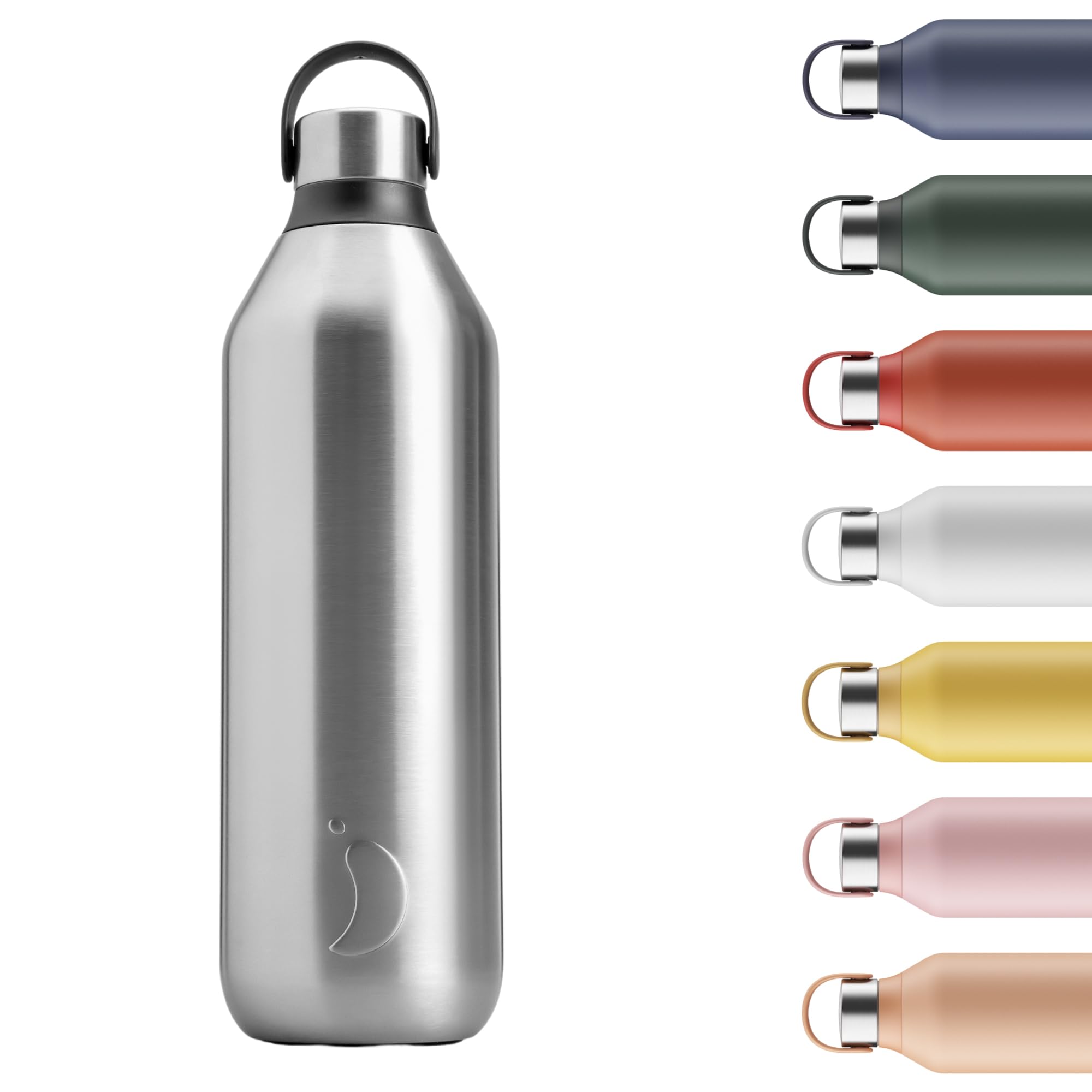 Chilly's Series 2 Water Bottle, Vacuum Insulated Stainless Steel Water Bottle with Soft Collar & Carry Loop