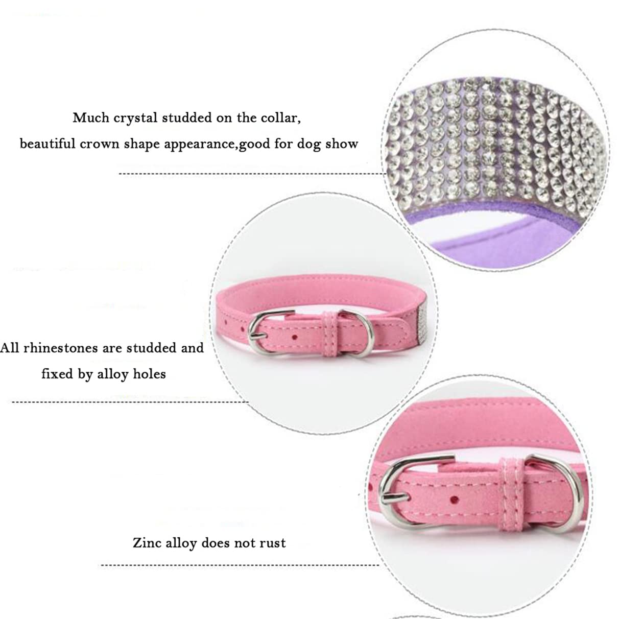 Perro Gato Collar Para Perros Y Gatos - Cuero Sintético Con Cristales Rhinestone Collar Mascota Cristales Lujo Elegante