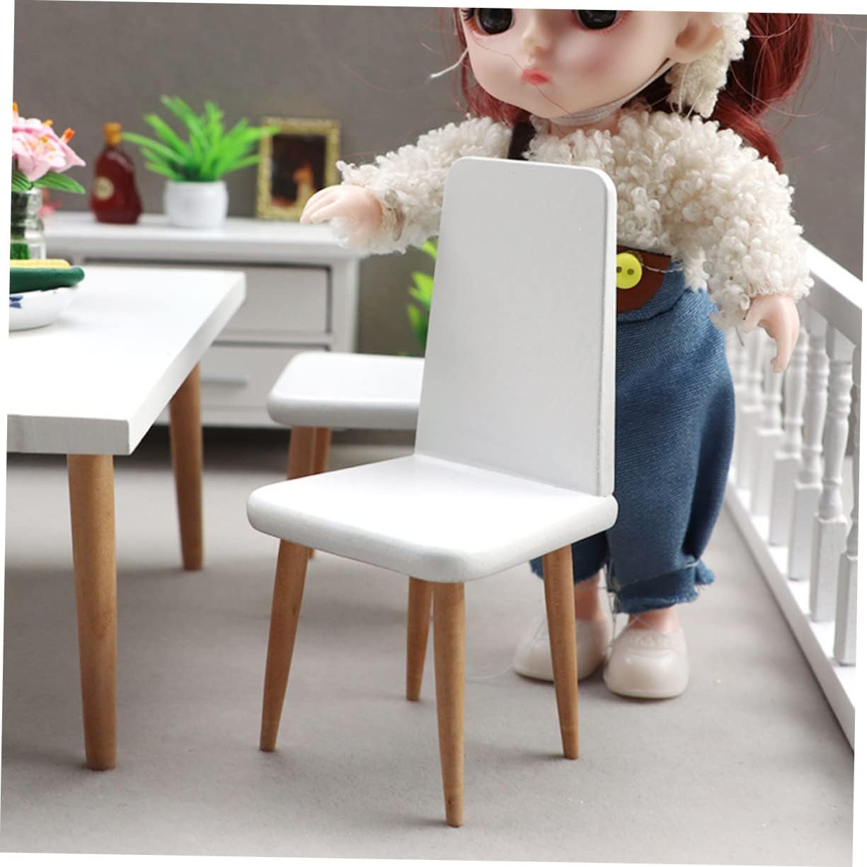 VICASKY Scale Wooden Mini Furniture for Dollhouses Desktop Doll Furniture Decor Realistic Miniature Dining Accessories for DIY Lovers and Gift