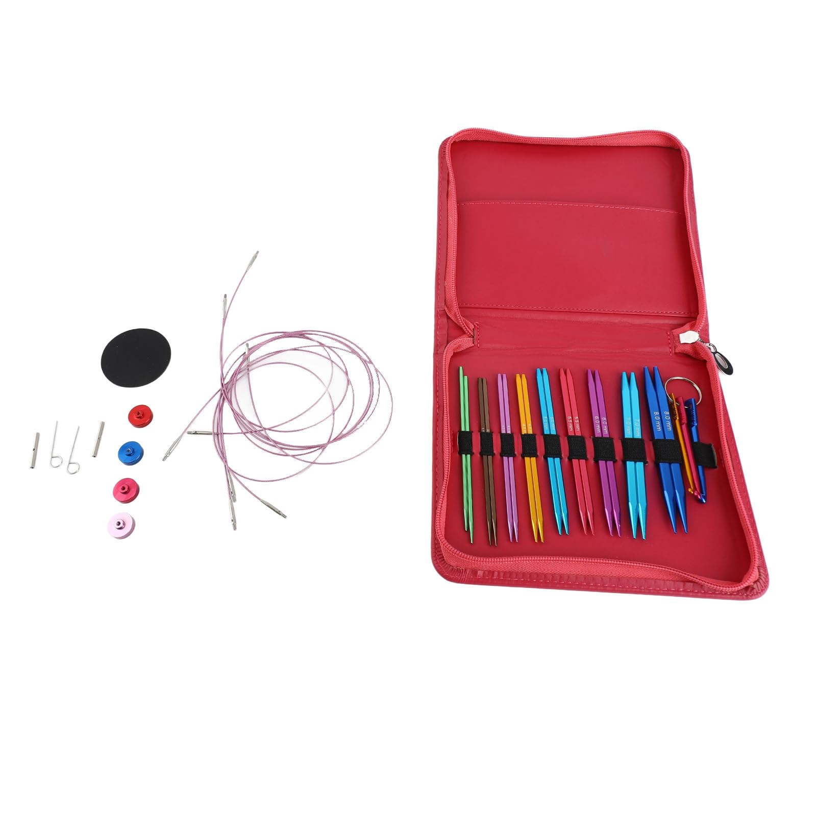 Juego de agujas de tejer circulares de aluminio, cuadradas y coloridas, para una experiencia de tejido versátil