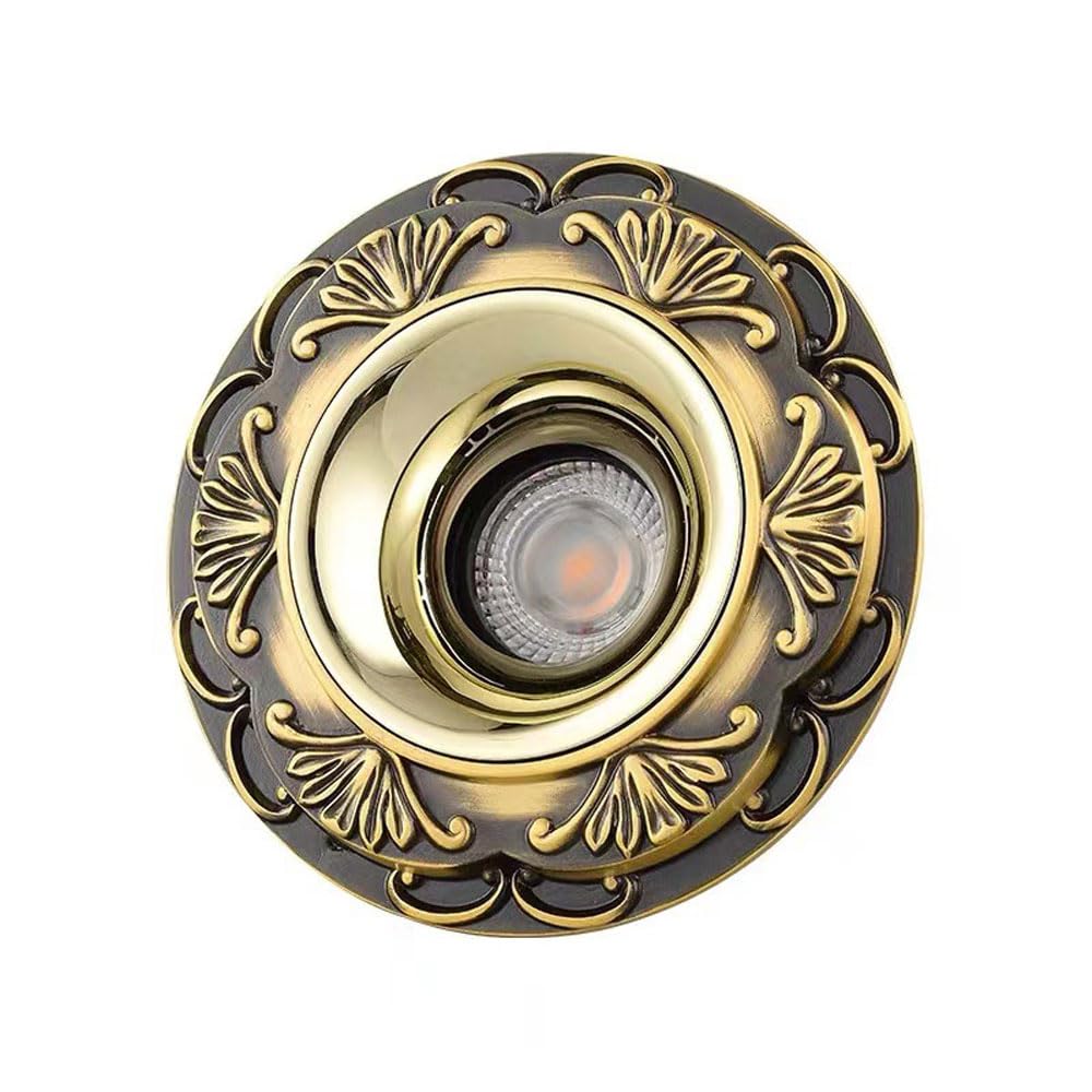 JKJZSALJ Round Brushed Brass Luminaire,Led Recessed Light Fixtures,Cri 90+,6W Dimmable Adjustable Gimbal Retrofit Spotlight,3Cct 3000K|4000K|6000K,Baffle Trim