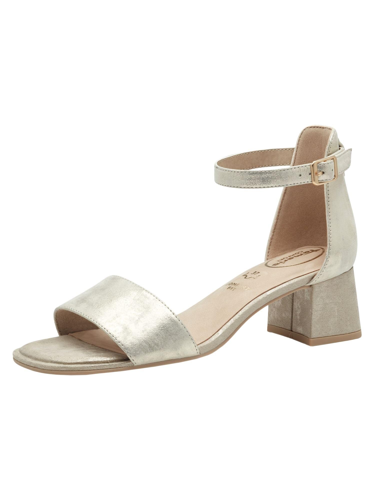 Tamaris COMFORT Damen Sandalen mit Absatz aus Leder mit verstellbarem Riemen