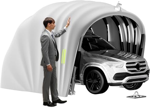 Portable Car Garage Shelter,Heavy Duty Stainless Steel Carport with Lock