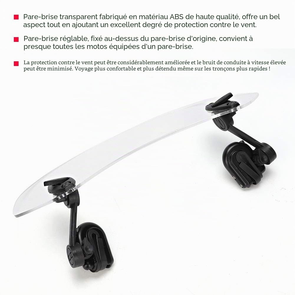 DEWIN Extension Bulle Moto, Extension Pare Brise Moto Universel Moto Clip Réglable Pare-Brise-Vent Accessoires de Pare-Brise