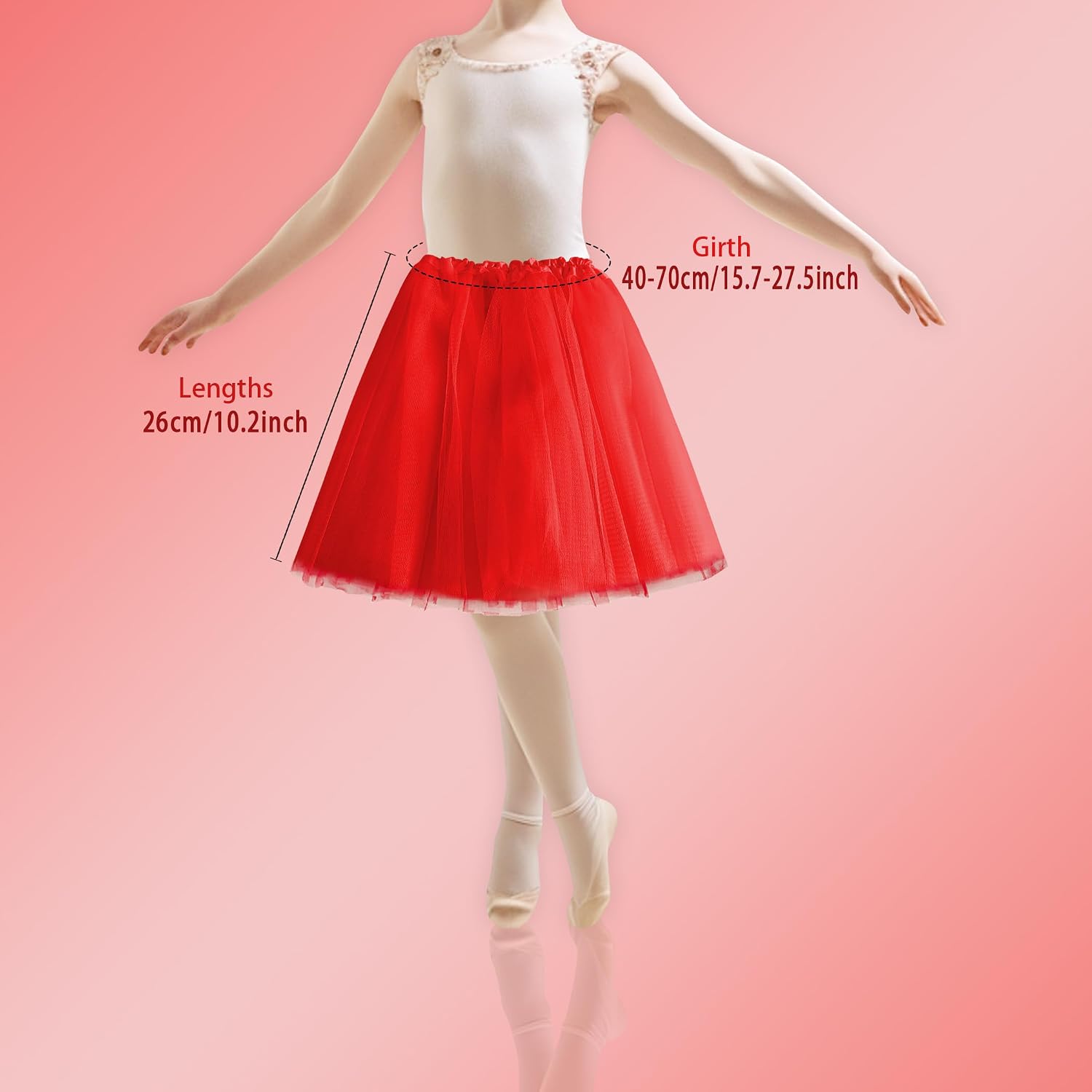 Tutu Skirt for Girls 4-8 Years, 3-Layer Ballet Fluffy Tulle Dress for Toddler Princess Dress Up & Halloween WL-S-02