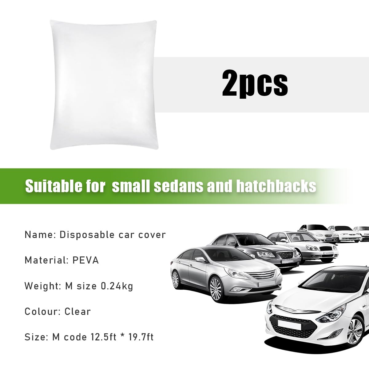 Ohleats 2 PCS Disposable Car Cover 12 5 19 7 Ft Waterproof Clear Plastic Full Car Cover Protection — view 2