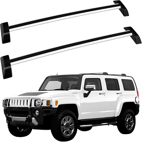 Miniatura 1 de FINDAUTO Portaequipajes de barra transversal para Hummer H3 2006-2010 (solo compatible con modelos con riel lateral ranurado) barra transversal de
