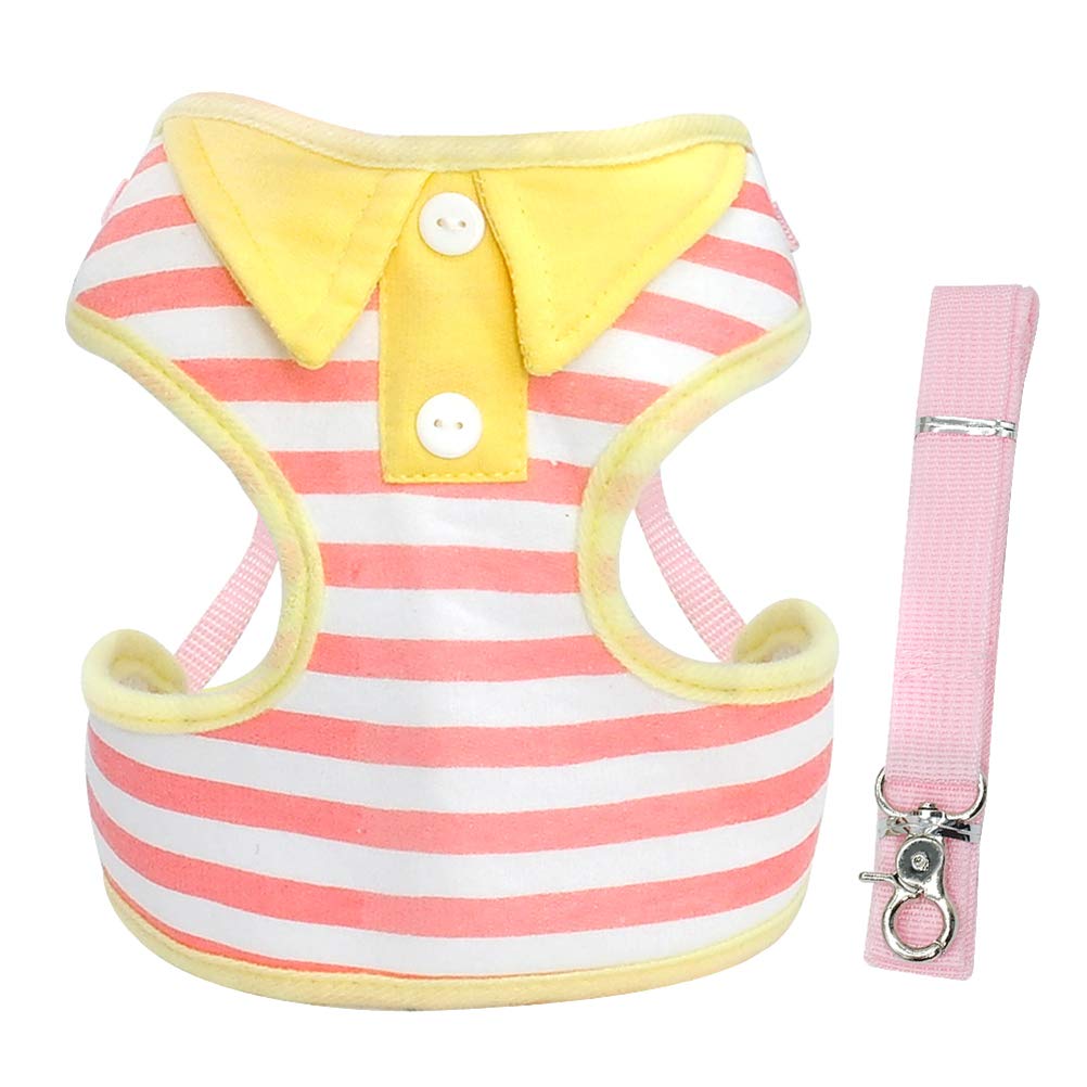 DOILNXH Small Dog Cat Harness Vest and Leash Set Cotton Dog Clothes Nylon Breathable Cat Harness and Leads Clothes for Small Dogs Cats Pink S