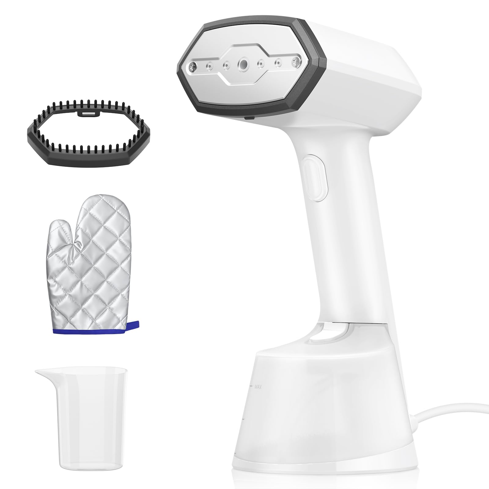 ELORTI Clothes Steamer, 1500W Handheld Steamer for Clothes with 280ml Tank, Lightweight Steamer Clothing, Fast 15s Heat Up Garment Steamer, Portable Hand Steamer for Travel and Home -White, 220-240V