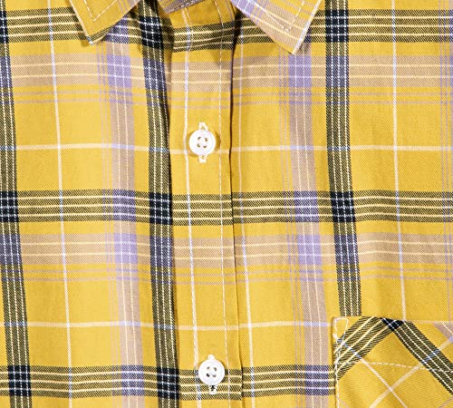 Men's Button Down Plaid Short Sleeve Work Casual Western Dress Shirt3