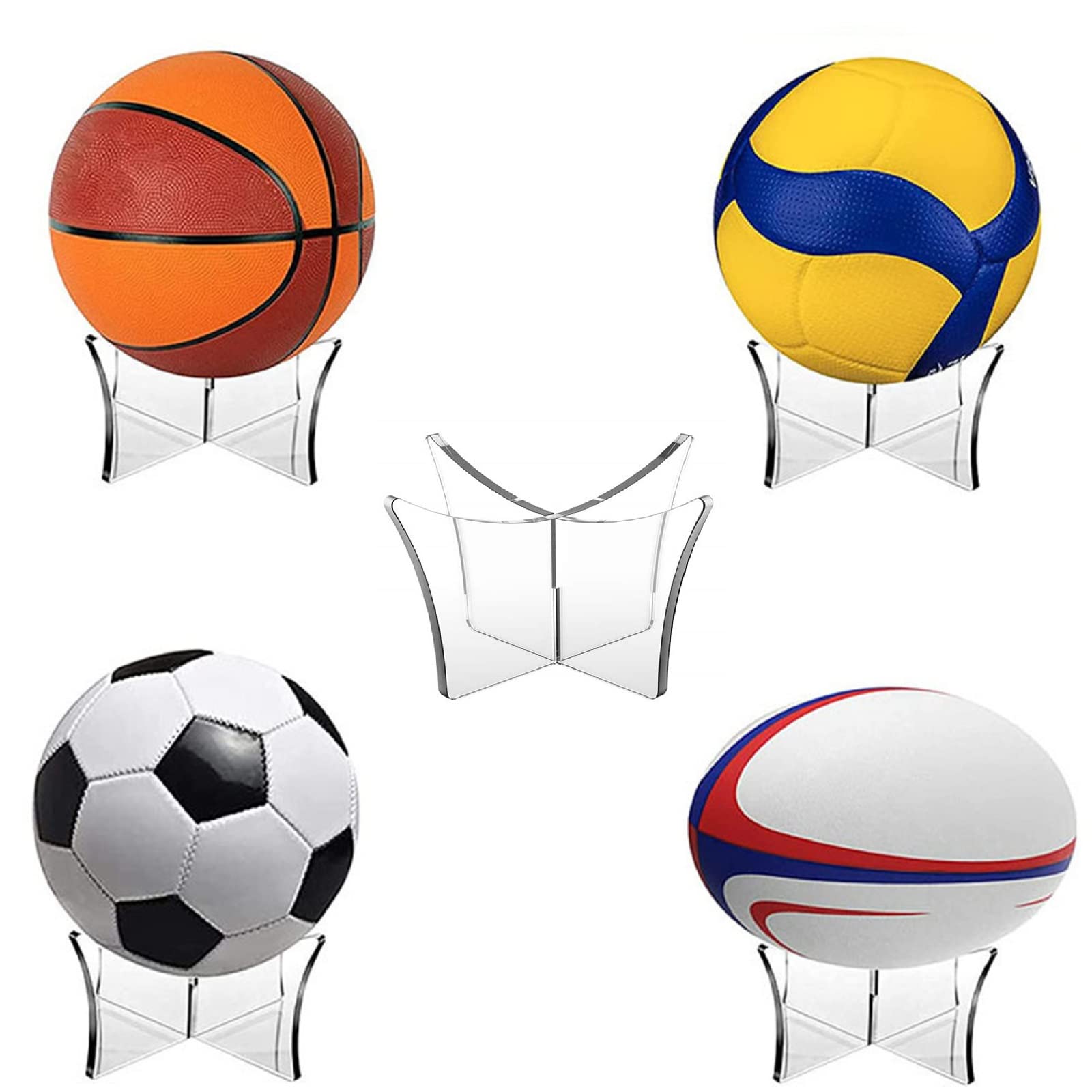 Porta Palloni Acrilico Espositore per Pallone da Calcio Pallavolo Basket Set 2 Pezzi