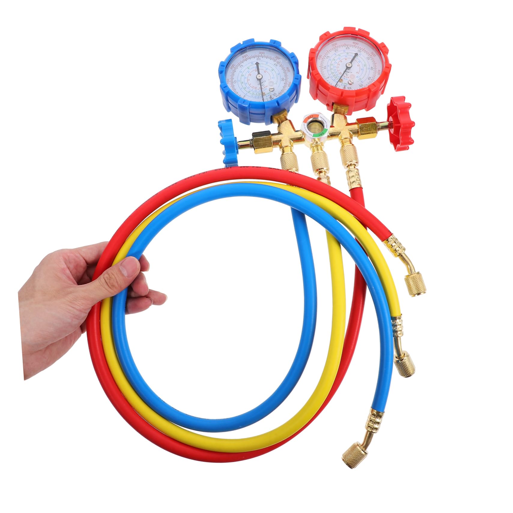 PACKOVE 1 Zestaw Stół fluorkowy miernik fluoru samochodowy system klimatyzacji wąż gumowy licznik czynnika chłodniczego klimatyzatora miernik czynnika chłodniczego fortepian metr Zawias