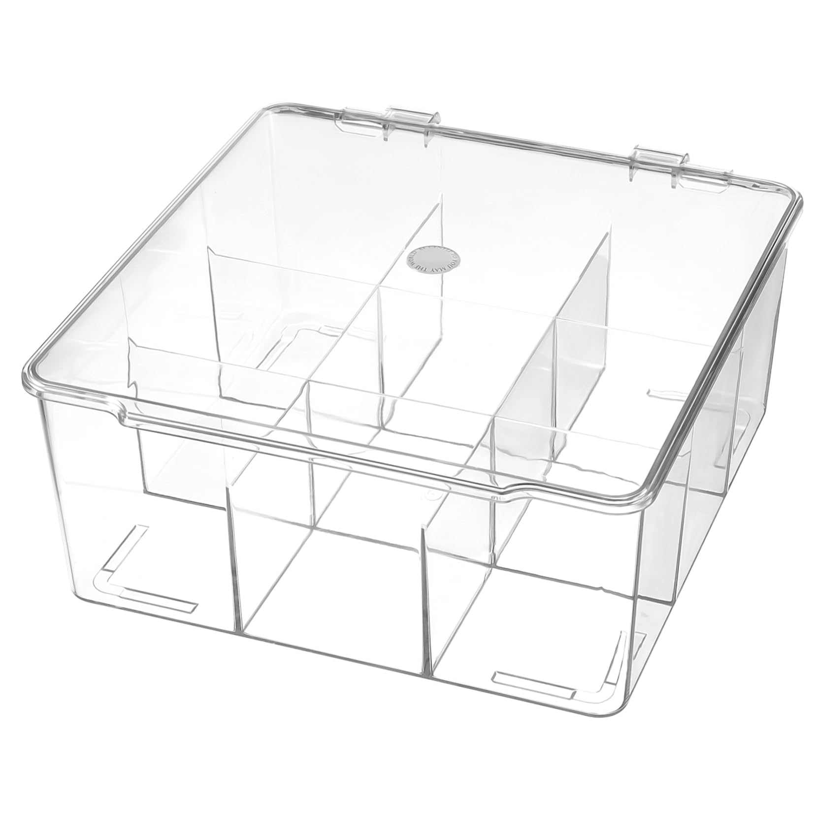 Caja de Almacenamiento Transparente con Tapa de 9 Rejillas y Compartimentos