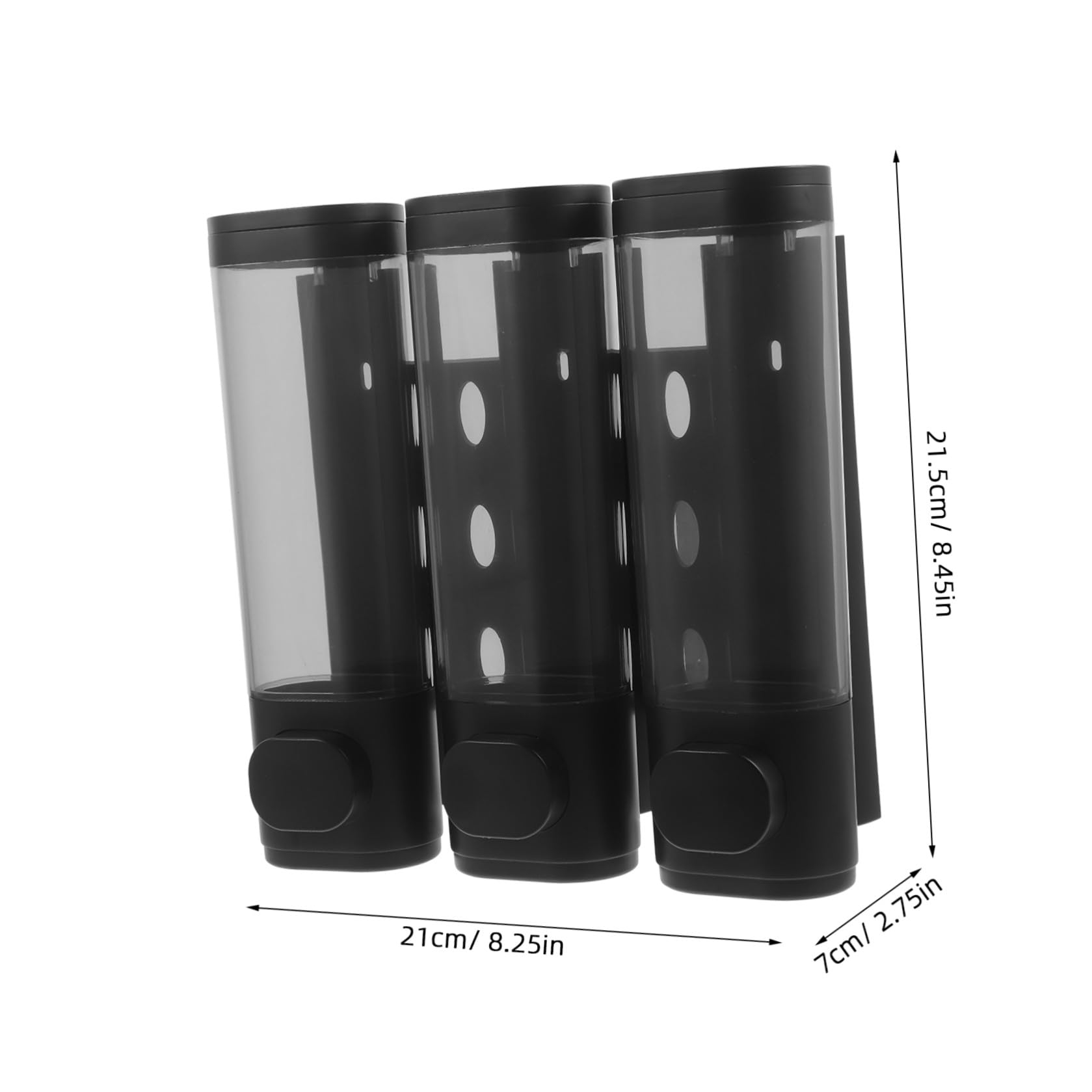 Dispenser Sapone da Muro 3 Camere Manuale per Bagno Nero Abs