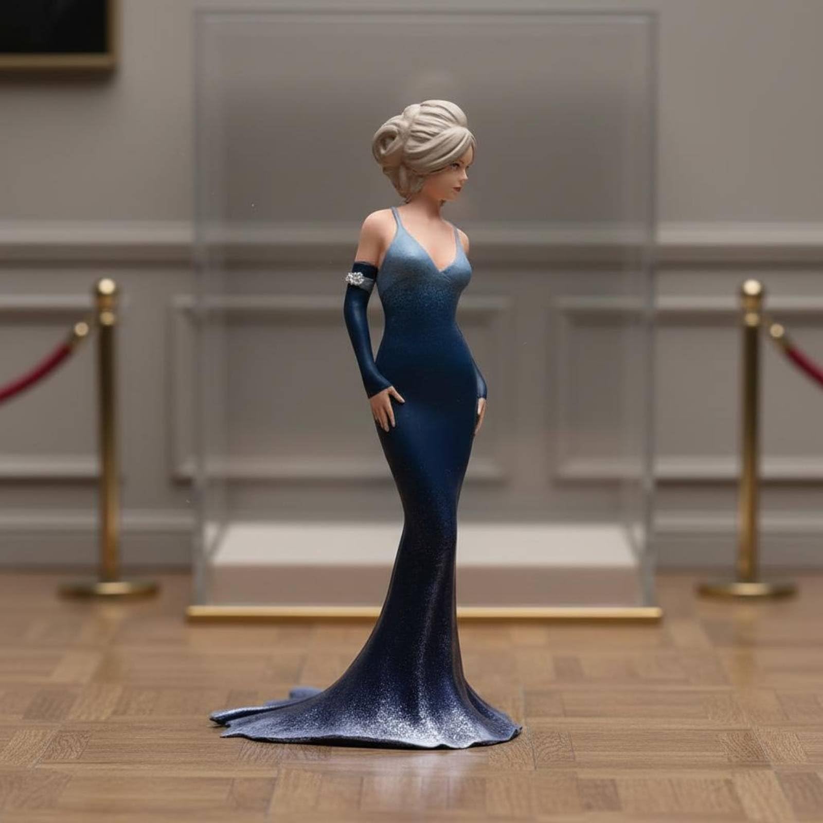 Frauenfigur im Abendkleid detailreich Miniatur-Dame im Langen Kleid Diorama-Detail handbemalte Harzfigur für Modellbau, 1/18 Fein Bemalt Mit Gesichtszügen