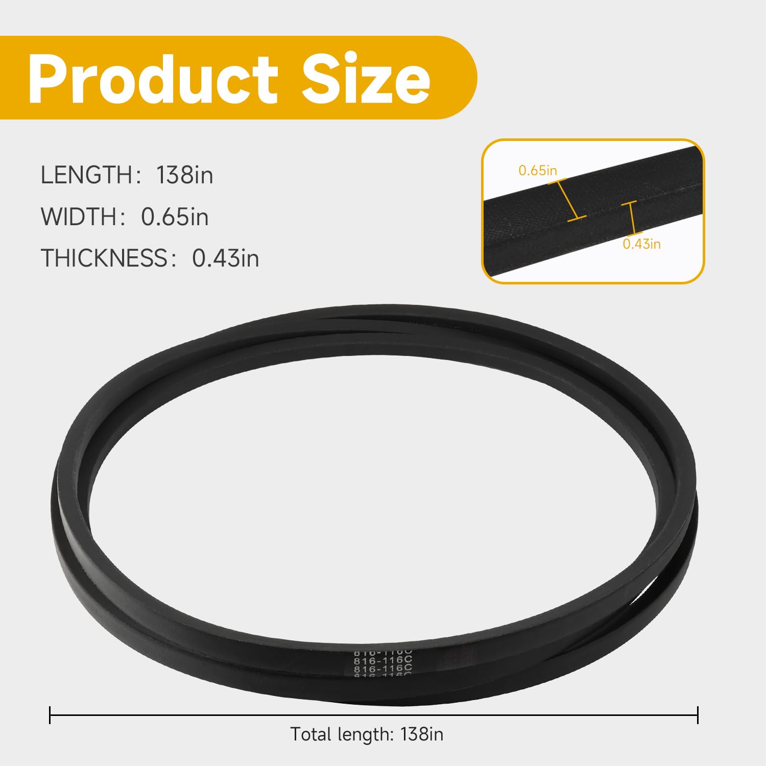 Correa trapezoidal de repuesto compatible con cortacéspedes Landpride AT2672 FDR1560 FDR1672 FDR2572 FD1560 Reemplazo: 816-116C 816116C