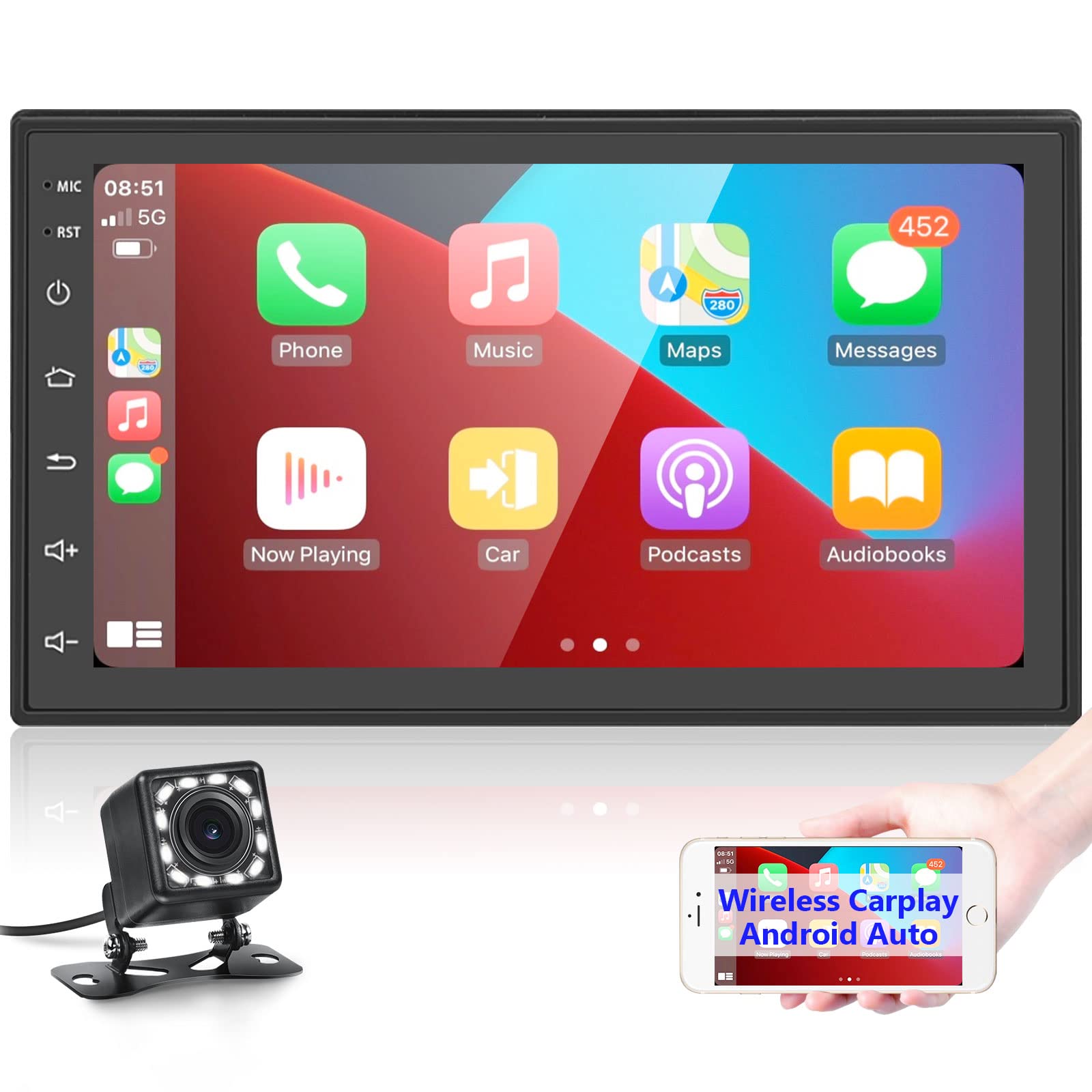 Buy Wireless Carplay Android Double Din Car Stereo Radio with Wired