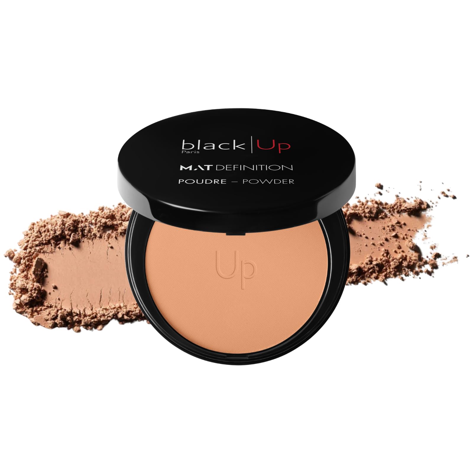 Black Up Mattifying Compact Pressed Powder Super Blendable High Definition Blurring Effect Cheeks Face Makeup Long Wear Mattifies with Transparent Finish Natural Look Universal Shade All Skin Tones!