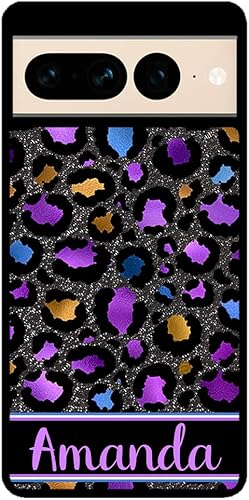 Space Leopard Blue Gold Foil Personalized Black Rubber Phone Case Compatible With Google Pixel 10, 10 Pro, 10 Pro XL, 9a, 9 Pro, Pixel 9, Pixel 9