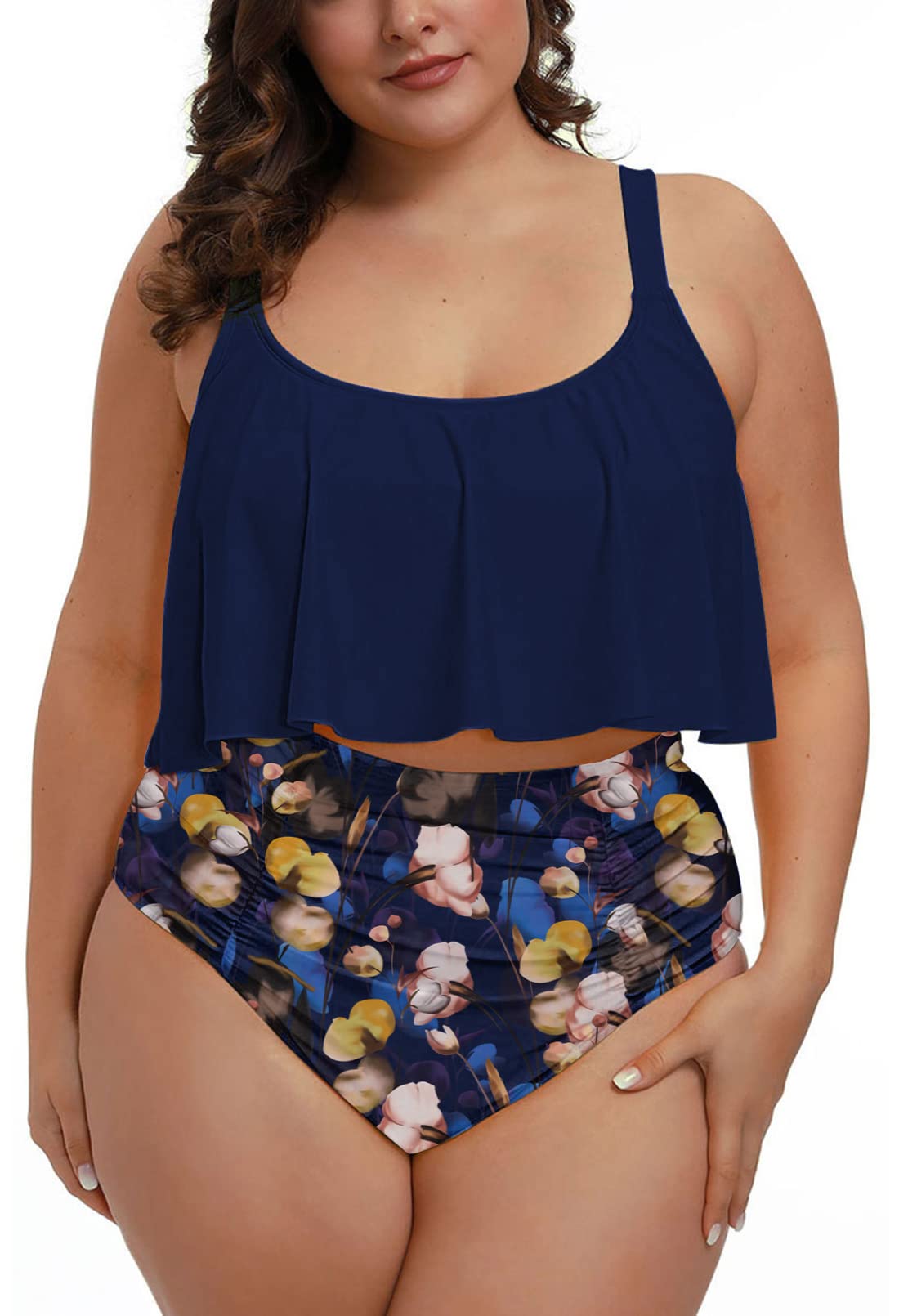 Pink Queen Conjunto de tankini para mujer talla grande 2 piezas control abdomen