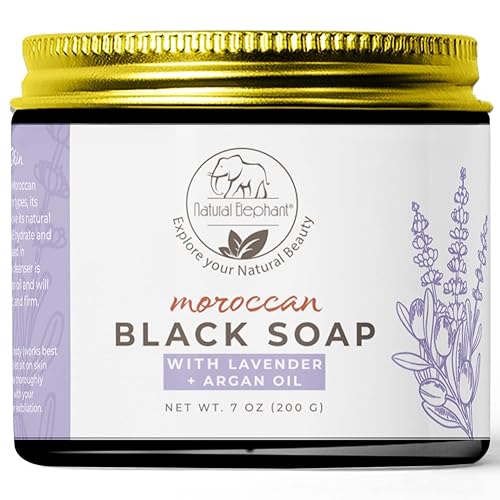 Natural Elephant Jabón negro marroquí con aceite esencial de lavanda y argán, 200 g (7 oz)