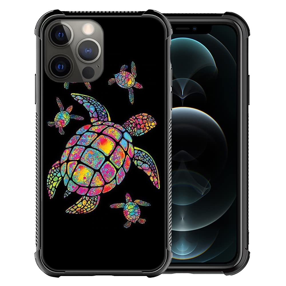 Hensuske Case Compatible with iPhone 14 Pro Max,Colorful Sea Turtle 14 Pro Max Cases for Men/Boy,Non-Slip Four Corner Shock Absorption Soft TPU Protective Case Compatible with iPhone 14 Pro Max 6.7 in