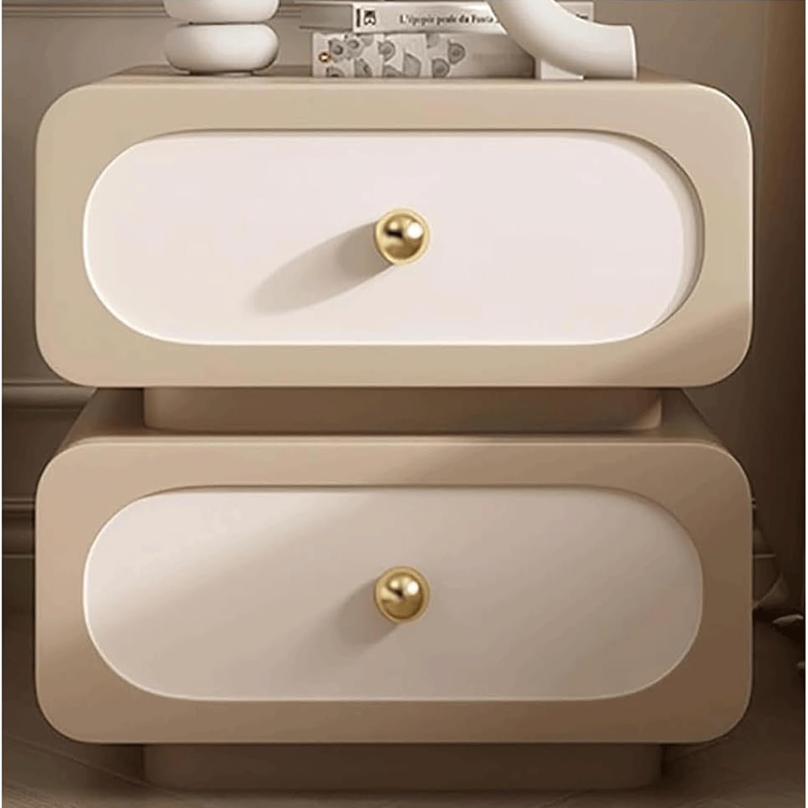 SXZenSpace Simple Side Table Sturdy and Reliable Bedside with 2 Drawers Solid Wood Nightstand for Bedroom Elegant End